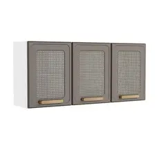 BERTOLINI - Gabinete Superior de Cocina 52x120x28cm En Acero 3 Puertas Con Rattán Pecan