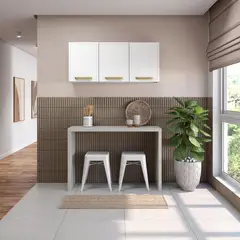 BERTOLINI - Gabinete Superior de Cocina 52x120x28cm en Acero 3 Puertas Blanco