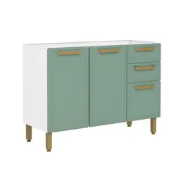 BERTOLINI - Mueble Inferior de Cocina Sin Mesón 86x120x48cm 3 Puertas 2 Cajones Menta