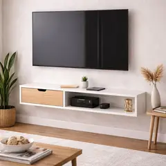 DKO DESIGN SAS - Mesa de Tv Flotante Tolouse 30x120x30cm Blanco/madera