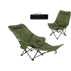 GENERIC - Silla Plegable de Camping Acero Tipo Catre con Reposapiés Ajustable Portátil