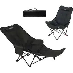 GENERIC - Silla Camping Acero Plegable Reclinable 2 en 1 con Reposapiés Portátil