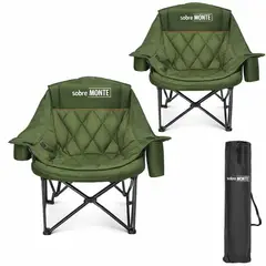 undefined - Silla Camping Acero Plegable Acolchada con Cooler Portavasos Pack 2 Overmont