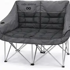 SERENELIFE - Sofá Plegable de Camping Doble en Acero con Acolchado