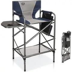 undefined - Silla Plegable de Director para Maquillaje en Acero Alta con Mesa y Reposapiés LANMOUNTAIN