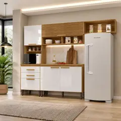 MUEBLES 2020 - Cocina Creta Ancho 196,2 cm Alto 256,4 cm Profundidad 38,1 cm Natural Blanco Apagado