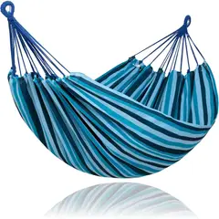 SUNCREAT - Hamaca de Acero Aleado y Algodón para 2 Personas de 365 cm - Azul
