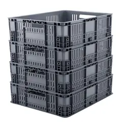 ENERGY PLUS - Set X4 Canastilla Plástica Industrial Perforada Apilable 60x40x18