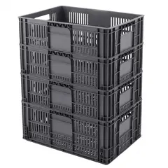 ENERGY PLUS - Set X4 Canastilla Plástica Indus Perforada Apilable 60x40x25