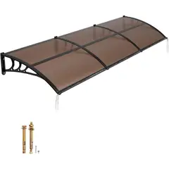 VEVOR - Toldo Impermeable Policarbonato Marrón 97 cm x 297 cm Voladizo