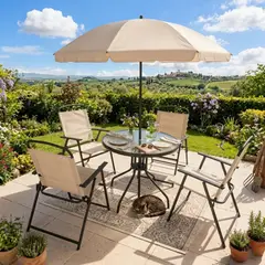 VIRTUAL MUEBLES - Sala de Terraza Jardín Beige Incluye Sombrilla