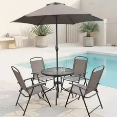 VIRTUAL MUEBLES - Sala de Terraza Jardín Taupe Incluye Sombrilla