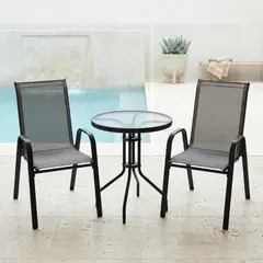 VIRTUAL MUEBLES - Juego de Terraza Marsella Color Negro