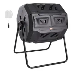 VEVOR - Compostador Octogonal Doble Cámara 163 Litros Negro