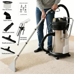 LOYALHEARTDY - Limpiadora Comercial de Alfombras Tanque 40 L Sofás y Muebles 3 en 1 Plata