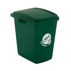 NP - Caneca Plástica 27 Litros Verde-Ordinarios Con Tapa Vaivén