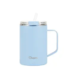 LUGANO - Termo Vaso Térmico con Pitillo Brew 320 ml Acero Inoxidable Azul