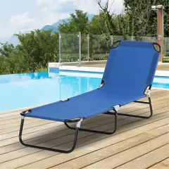 GENERICO - Silla Cama Asoleadora Plegable Azul Acero y Tela Oxford