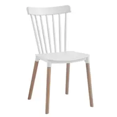 VIRTUAL MUEBLES - Silla Georgia Color Blanco Con Patas de Madera