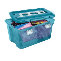 RIMAX - Caja Plástica Con Tapa Y Ruedas 120lt 81.4X44X57.5 cm Azul