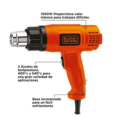 BLACK+DECKER - Pistola de Aire Caliente 1500W Black And Decker