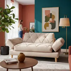 KAIU HOME - Sofa Cama Imperio Con Brazos Ecualizables Tela Amigable Con Mascotas Beige