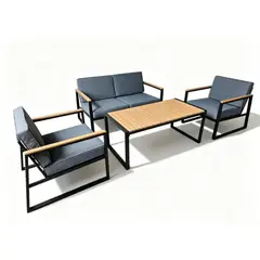 VIRTUAL MUEBLES - Sala de Exterior Skyline Gris Diseño Moderno de 4 Piezas