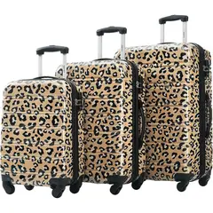 MERAX - Maletas para Viaje con TSA 51 61 y 71 cm Leopardo Marrón