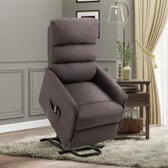 GENERICO - Silla Reclinable Comfort Tela 1 Puesto Eléctrica con Reposapiés con Control Remoto Café 66 x 94 cm