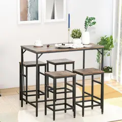 GENERICO - Mueble Bar Madera y Acero 100 x 88 x 60 cm Marrón Rústico Negro