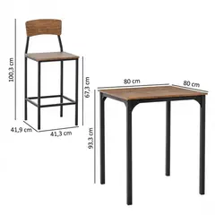 GENERICO - Mueble Bar Madera y Acero 90 x 90 x 90 cm Nogal y Negro