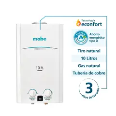 MABE - Calentador De Agua 10 Litros Tiro Natural Blanco