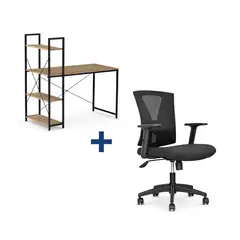 undefined - Combo Escritorio Con Repisas Laterales Silla Gerente Niza