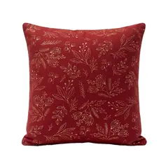 UNOXUNO - Cojín Decorativo Cuadrado 45x45 cm Navideño Holly Berry Rojo
