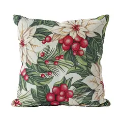 UNOXUNO - Cojín Decorativo Cuadrado 45x45 cm Navideño Flor de Navidad Beige