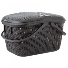 REYPLAST - Canasta Plástica Tapas Plegables Asas Wengue