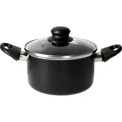 CASA BONITA - Olla 16cm Negra Con Tapa Vidrio