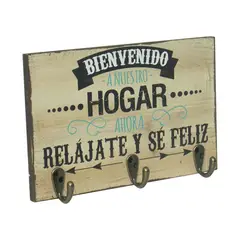 HOMESTYLE - Perchero 3 Perchas Bienvenido de 27x18 cm