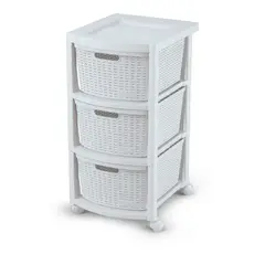 RIMAX - Cajonero Plástico Shia 3 Gavetas Con Ruedas 33X66X39 cm Blanco