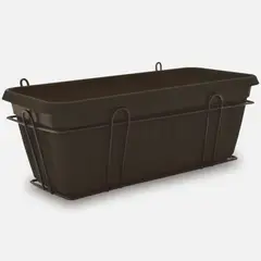 NATIVA - Jardinera Plástica Rectangular Con Soporte 35x17cm Wengue