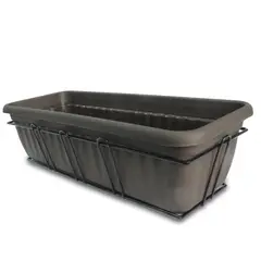 NATIVA - Jardinera Plástica Rectangular Con Soporte 35x17cm Wengue