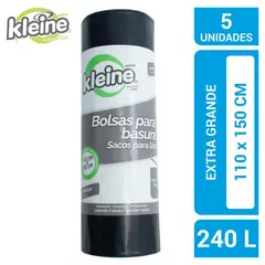 KLEINE WOLKE - Bolsa Basura 110x150cm Rollo x5 Unidades Grande Negro