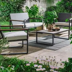 undefined - Juego De Terraza Sala Exterior Ratán Sintético 4 Piezas Portugal