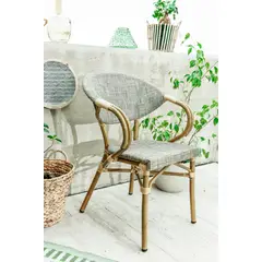 undefined - Silla Aluminio Con Brazos Bambú Textil Milano Beige