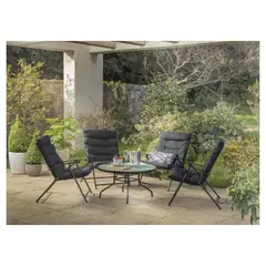 JUST HOME COLLECTION - Juego De Terraza Sala Exterior Metal/Textil 5 Piezas Sao Paulo Negro
