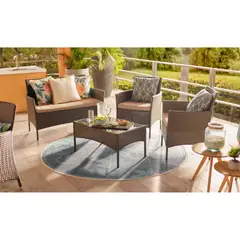 JUST HOME COLLECTION - Juego De Terraza Sala Exterior Ratán Sintético 4 Piezas Milan
