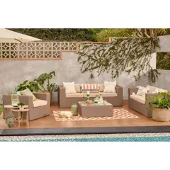 undefined - Juego De Terraza Sala Exterior Ratán Sintético 4 Piezas San Lucas Beige