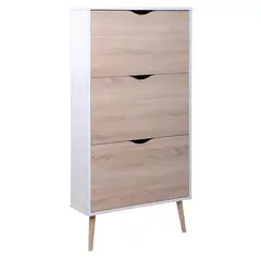 TVILUM - Zapatero Oslo 76.8x24x131 cm Blanco Roble
