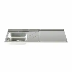 SOCODA - Mesón Fluens Liso 150x52 cm con Poceta Izquierda Monocontrol Acero Inoxidable