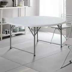 undefined - Mesa Plegable Redonda Portafolio Plástica Polietileno 150x74cm Redonda Klimber